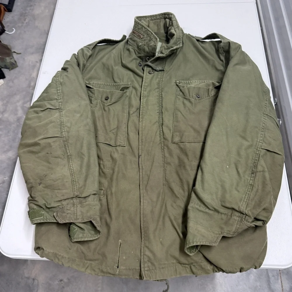 Vintage Military Field Jacket Mens M Green Fair Distressed M-65 Army Coat